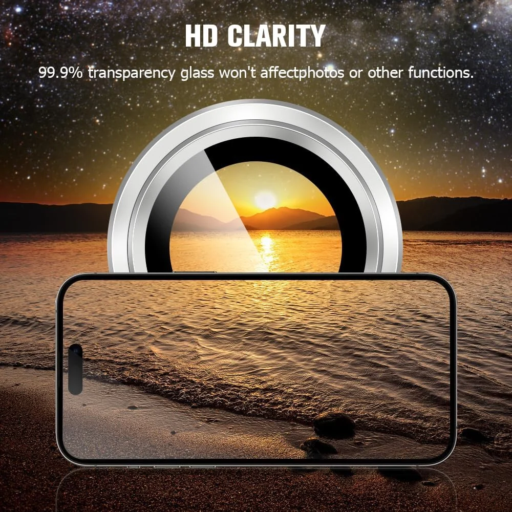 DL3 Mobilak Camera Lens Protector Compatible with [iPhone 13/13 mini] | Impact Protection - High Clarity and Scratch/Fingerprint Resistant 9H Tempered Glass with Aluminum Trim - Silver