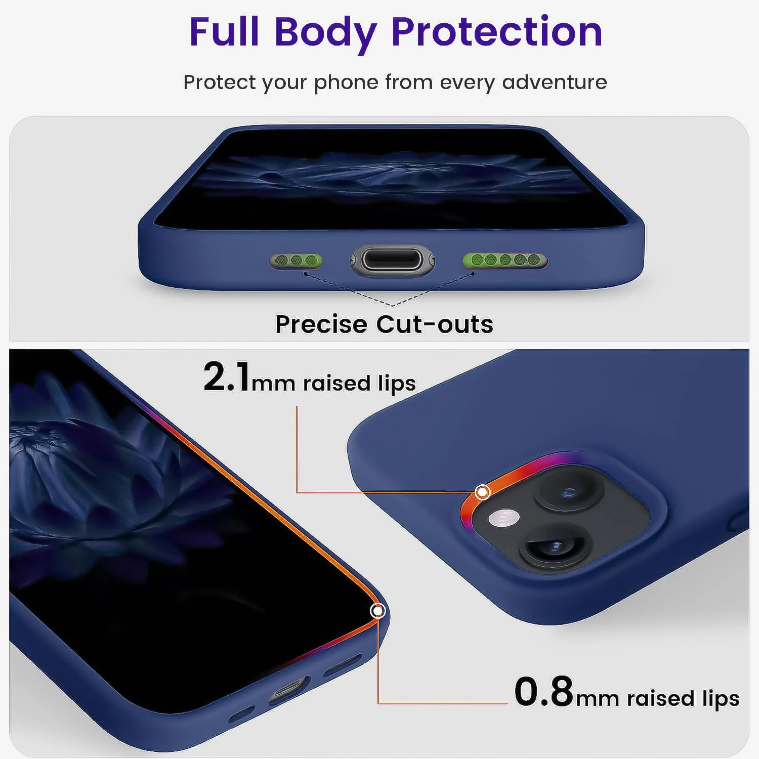 DL3 Mobilak Liquid Silicone Case for iPhone 15 Plus / iPhone 14 Plus, Supports wireless charging, Shock-absorbing protection, Scratch-resistant surface - Blue