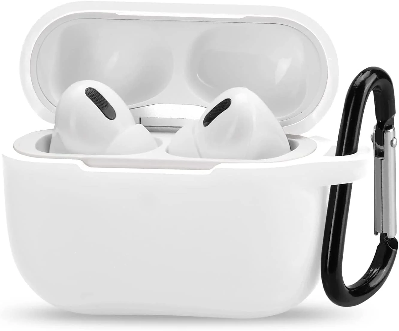 DL3 Mobilak Compatible with AirPods Pro 2nd Generation Case Cover, Protective Silicone Skin Accessories with Keychain for Women Men for Apple AirPods Pro Gen 2 (2022), Front LED Visible - White
