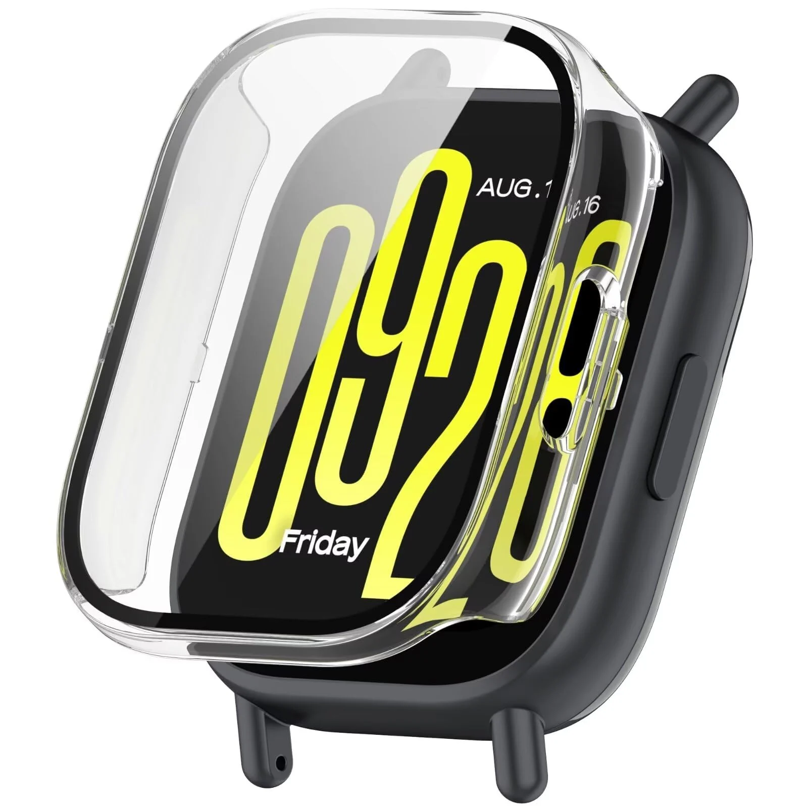 DL3 Mobilak Case with Screen Protector for Xiaomi Redmi Watch 5 Active, Bumper Full Coverage Hard PC Overall Protective Cover, Built-in Tempered Glass Film High Sensitivity - Clear