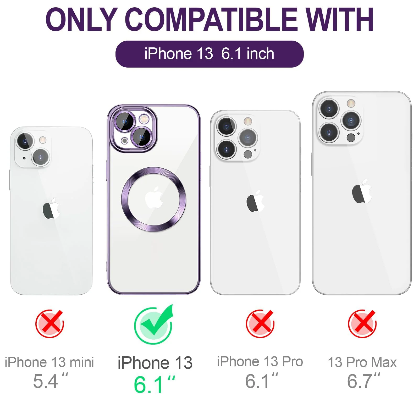 DL3 Mobilak Plated-Edge Protective Case for iPhone 13 6.1-Inch with Built-in, Supports wireless charging, Camera protection, Scratch-resistant surface - Deep Purple