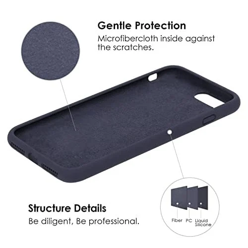 DL3 Mobilak Compatible with iPhone 6 / 6S Case, Liquid Silicone Case, Full Body Protective Cover, Shockproof, Slim Phone Case, Anti-Scratch Soft Microfiber Lining - Midnight Blue