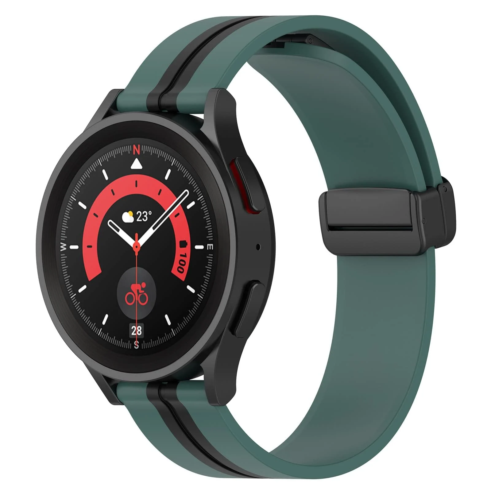DL3 Mobilak Silicone Band Magnetic Clasp 22MM Strap For Samsung galaxy watch3 45mm /galaxy 46mm/Gear S3/Huawei watch GT3 46MM/GT2E/GT2 Pro/GT GT2 46MM/Amazfit GTR 3/4 - Green Black