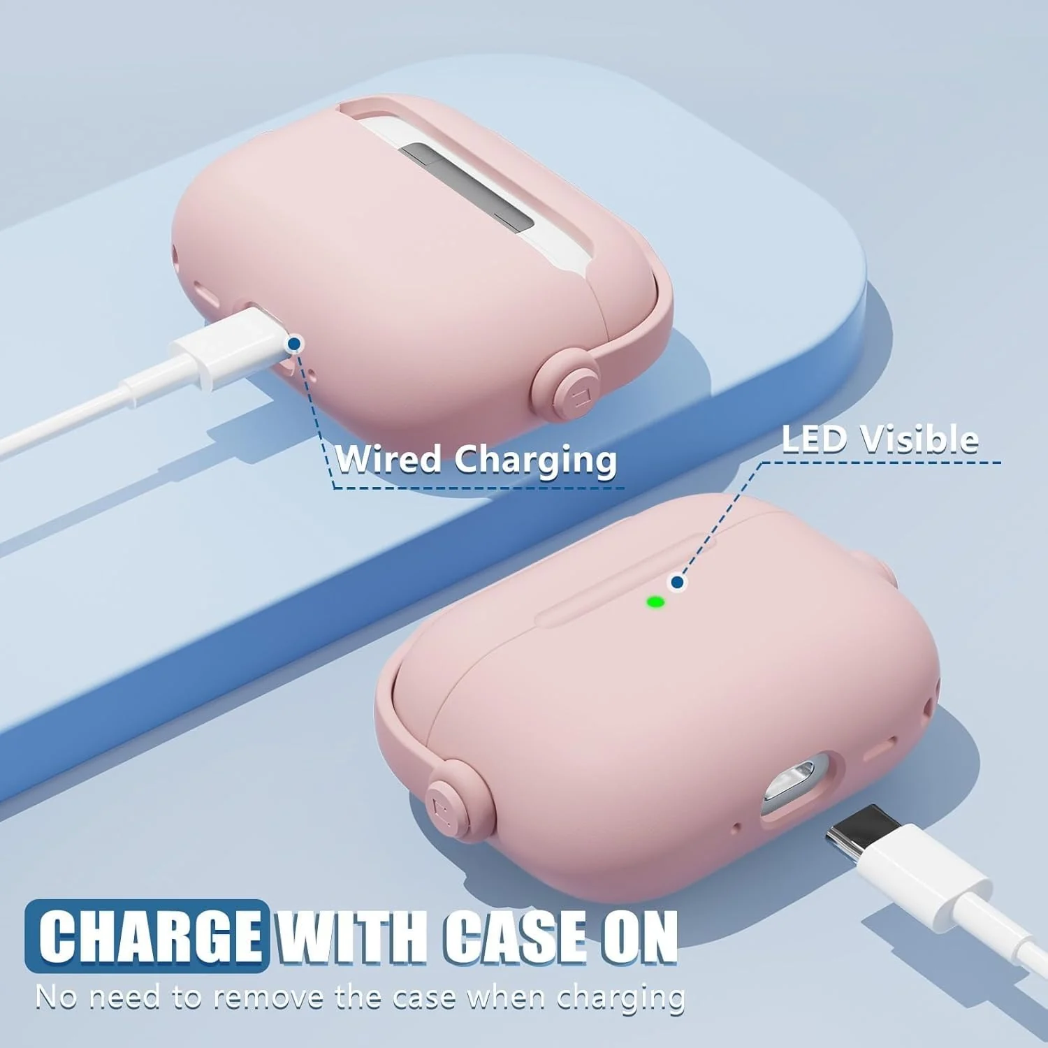 DL3 Mobilak Case for AirPods Pro 3 (2025) Protective [With Closure Lid] [Front LED Visible] [With Wrist Strap] Skin Case Compatible with (2025) AirPods Pro 3 - Cherry Pink