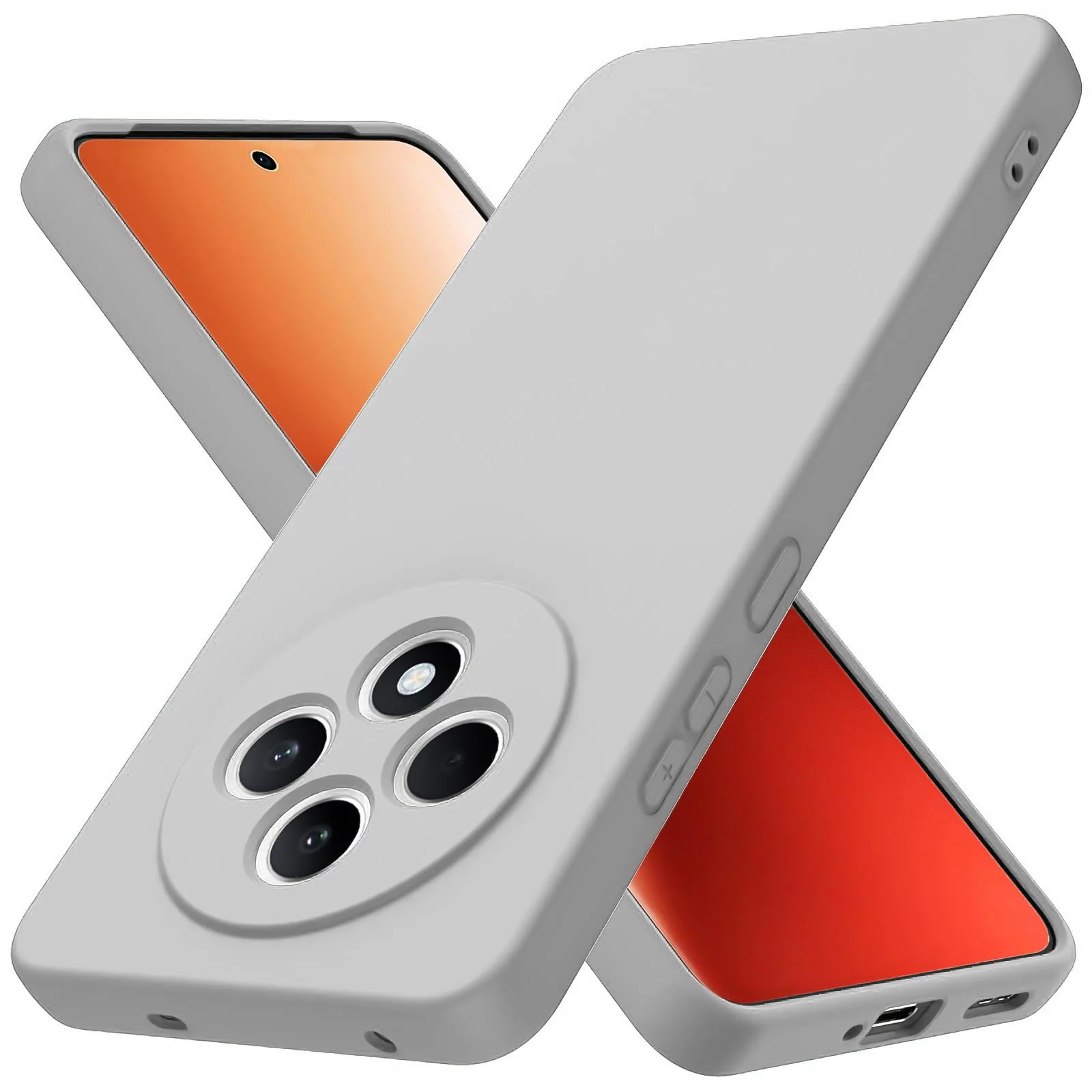 DL3 Mobilak Liquid Silicone Case for OPPO Reno 12 F / Reno 12F, Not compatible with MagSafe, Supports wireless charging, Camera protection - Gray