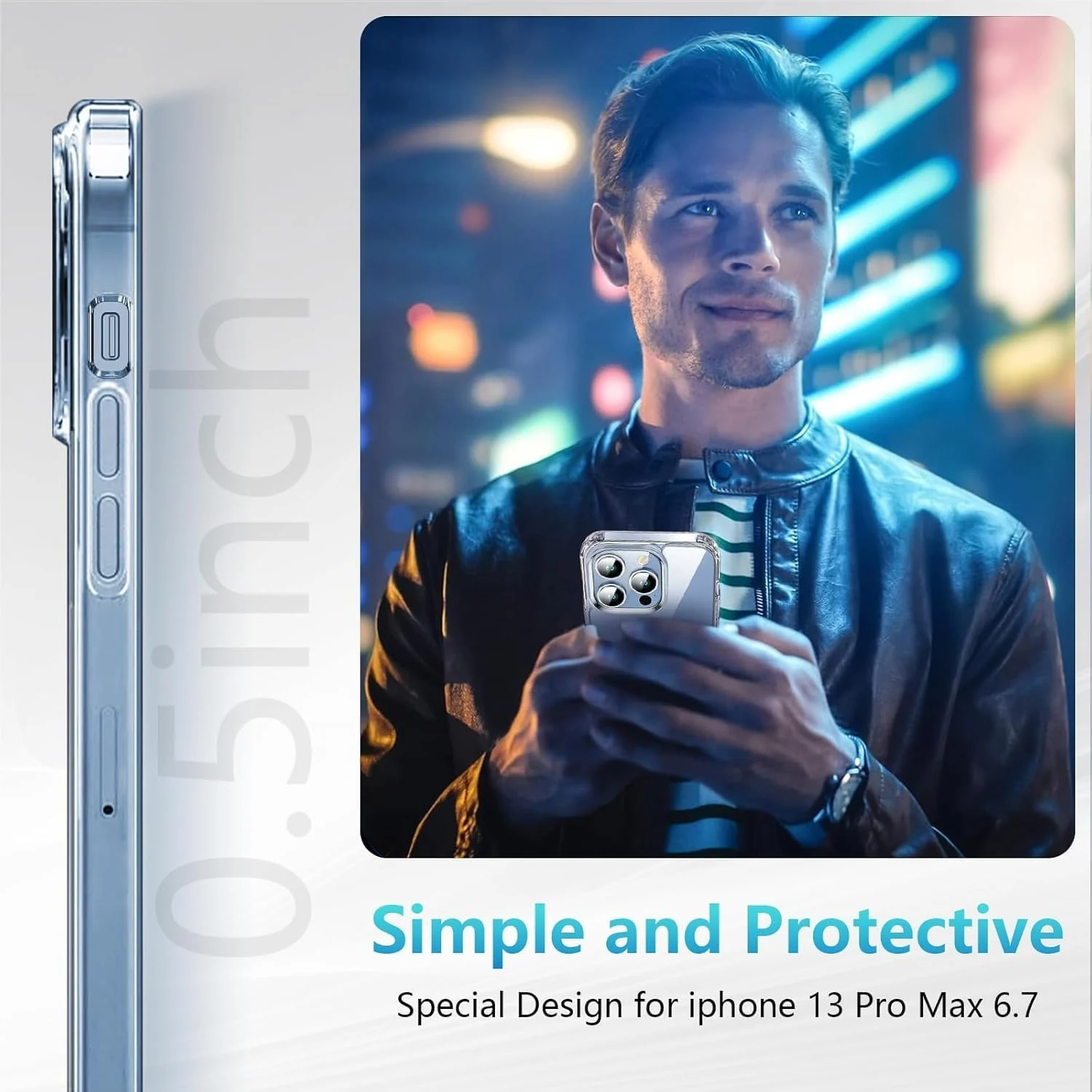 DL3 Mobilak for iPhone 13 Pro Max Case [Compatible with MagSafe] [Strong Magnet] [Non-Yellowing] Magnetic Slim Thin Bumper Phone Cover, Lightweight, and Durable - Clear