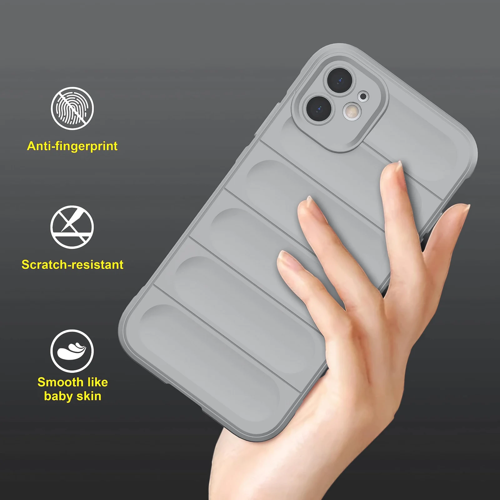 DL3 Mobilak Flexible Silicone and TPU Protective Case with Camera Protection for Apple iPhone 12 - Gray