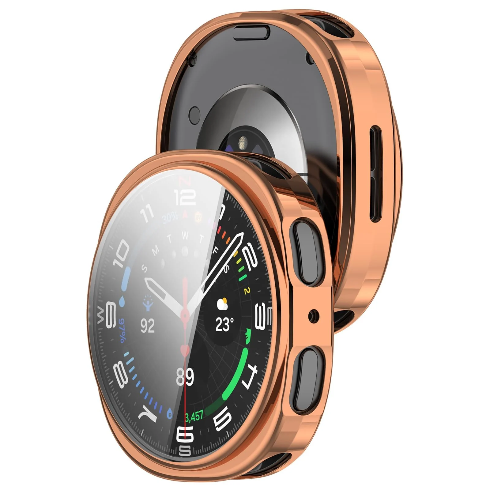 DL3 Mobilak Case Compatible with Samsung Galaxy Watch 8 44mm Case All-Around with Built-in Screen Protector Watch Soft TPU Shockproof Cover Slim Guard Thin Bumper Shell Protector - Rose Gold