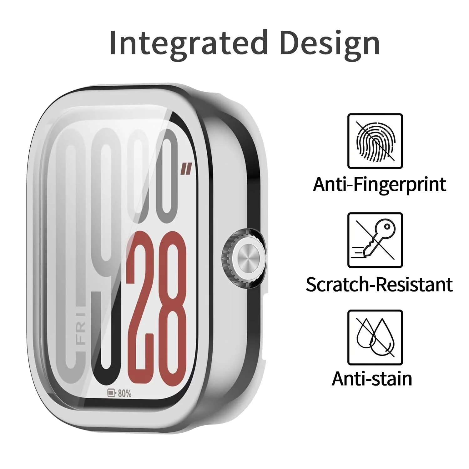 DL3 Mobilak Case Compatible with Xiaomi Redmi Watch 5 Case All-Around with Built-in Screen Protector Watch Soft TPU Shockproof Cover Slim Guard Thin Bumper Shell Protector For Redmi Watch5 - Silver