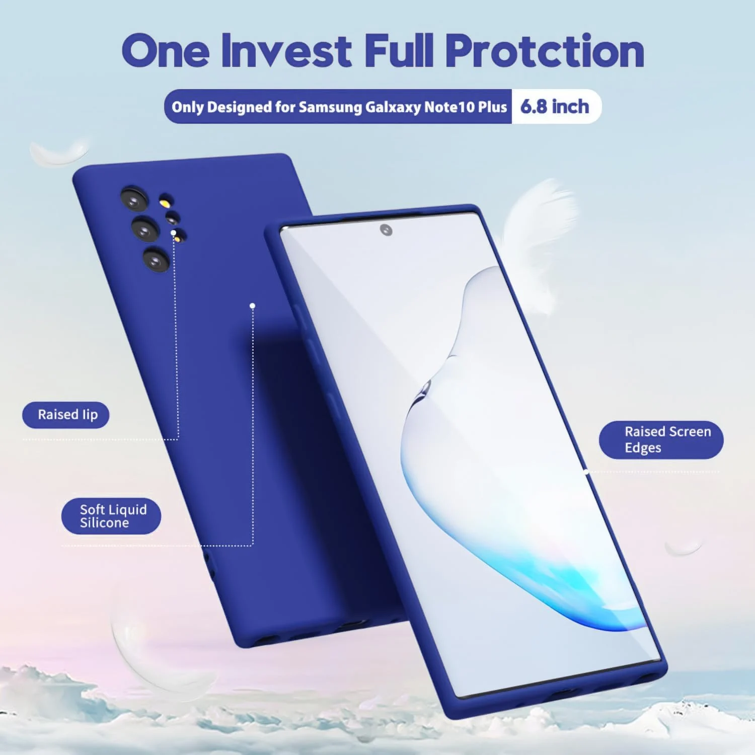 DL3 Mobilak Liquid Silicone Protective Case for Samsung Galaxy Note10 Plus with Microfiber Lining and Shockproof Design - Pepsi