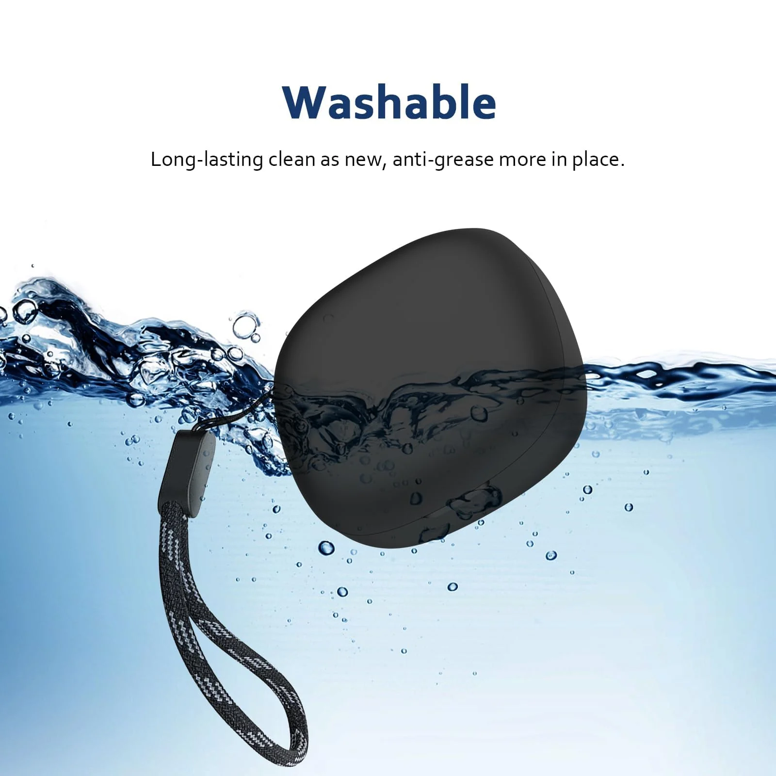 DL3 Mobilak Compatible with Anker Soundcore R50i NC/Anker P30i Case Cover, Soft Silicone Shockproof Protective Case Wireless Earbuds with Carabiner, Front LED Visible - A-Black