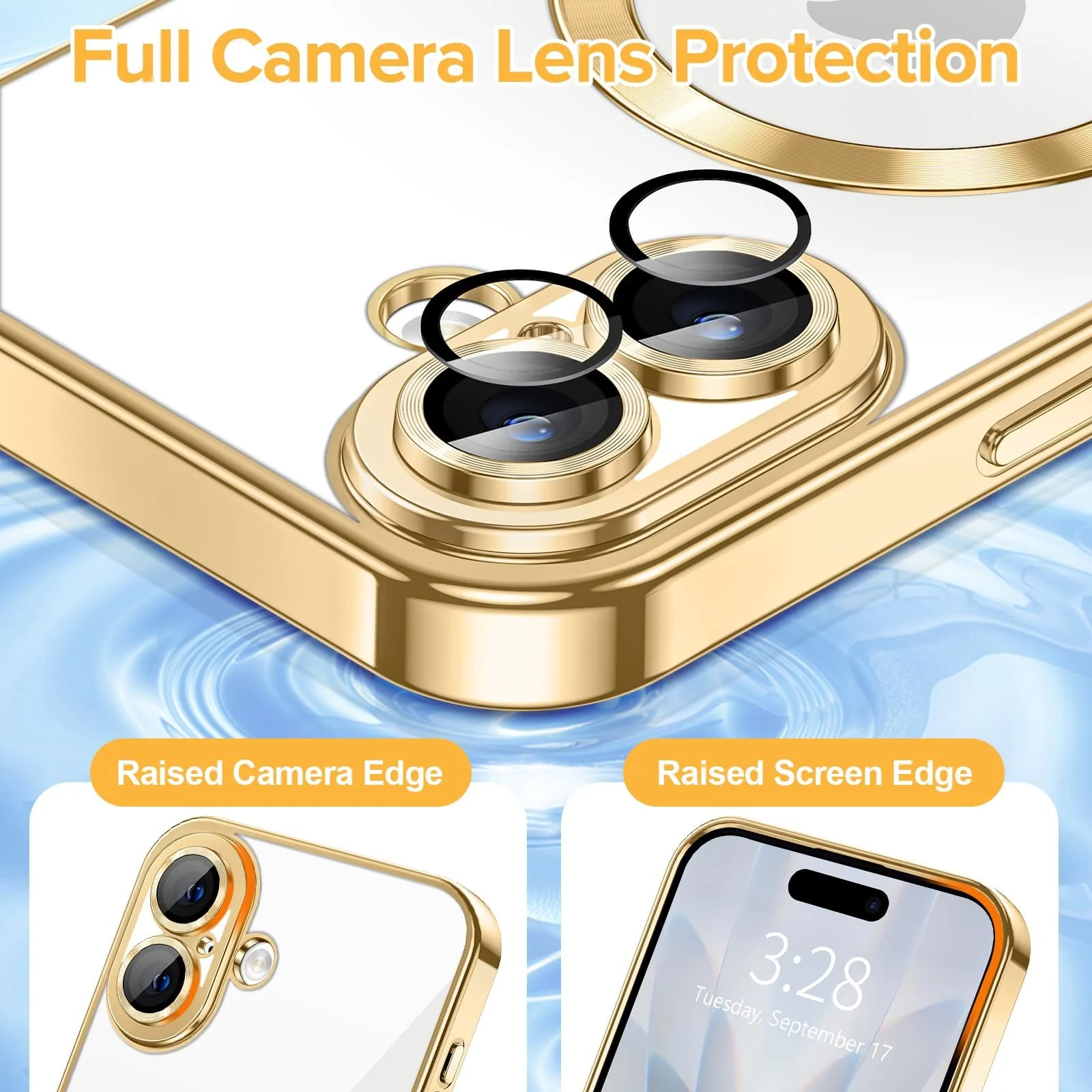 DL3 Mobilak Plated-Edge Protective Case for iPhone 17, Compatible with MagSafe accessories, Supports wireless charging, Camera protection - Gold