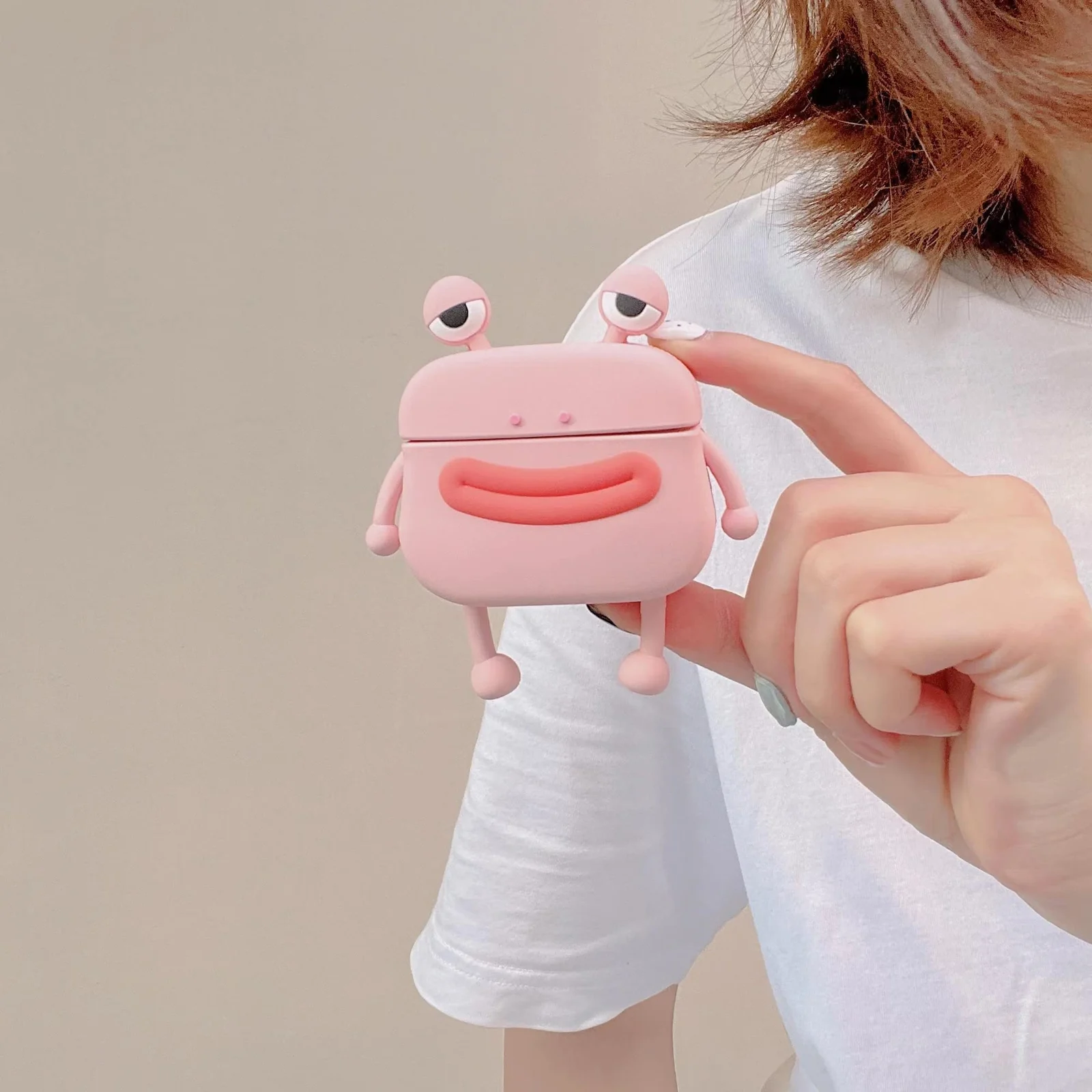 DL3 Mobilak Compatible with AirPods Pro 2/1 Gen Case Soft Silicone Shockproof Cover for Apple iPod Pro 2nd/1st Generation, New 3D Cute Cartoon Creative Fun Case with Keychain Design - Frog Pink