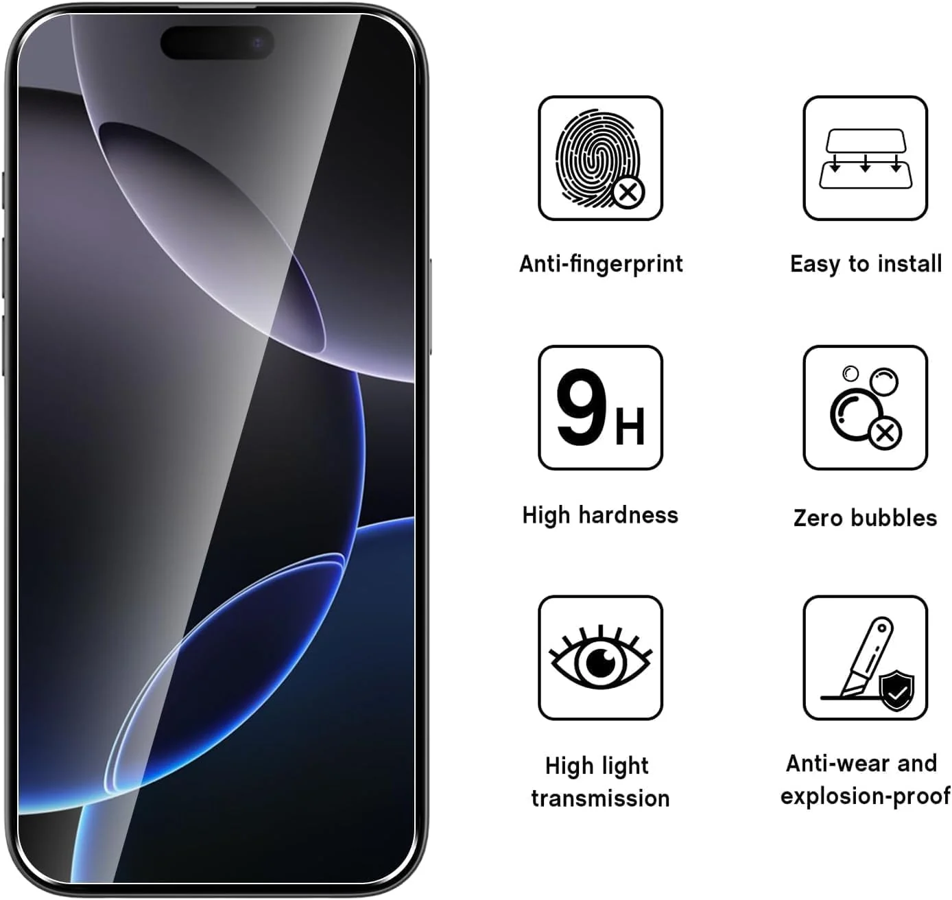 DL3 Mobilak for iPhone 16 Plus 6.7 Inch Tempered Glass Screen Protector, 9H Hardness Anti-Scratch Tempered Glass flim, Case Friendly, Anti-Scratch For - Clear