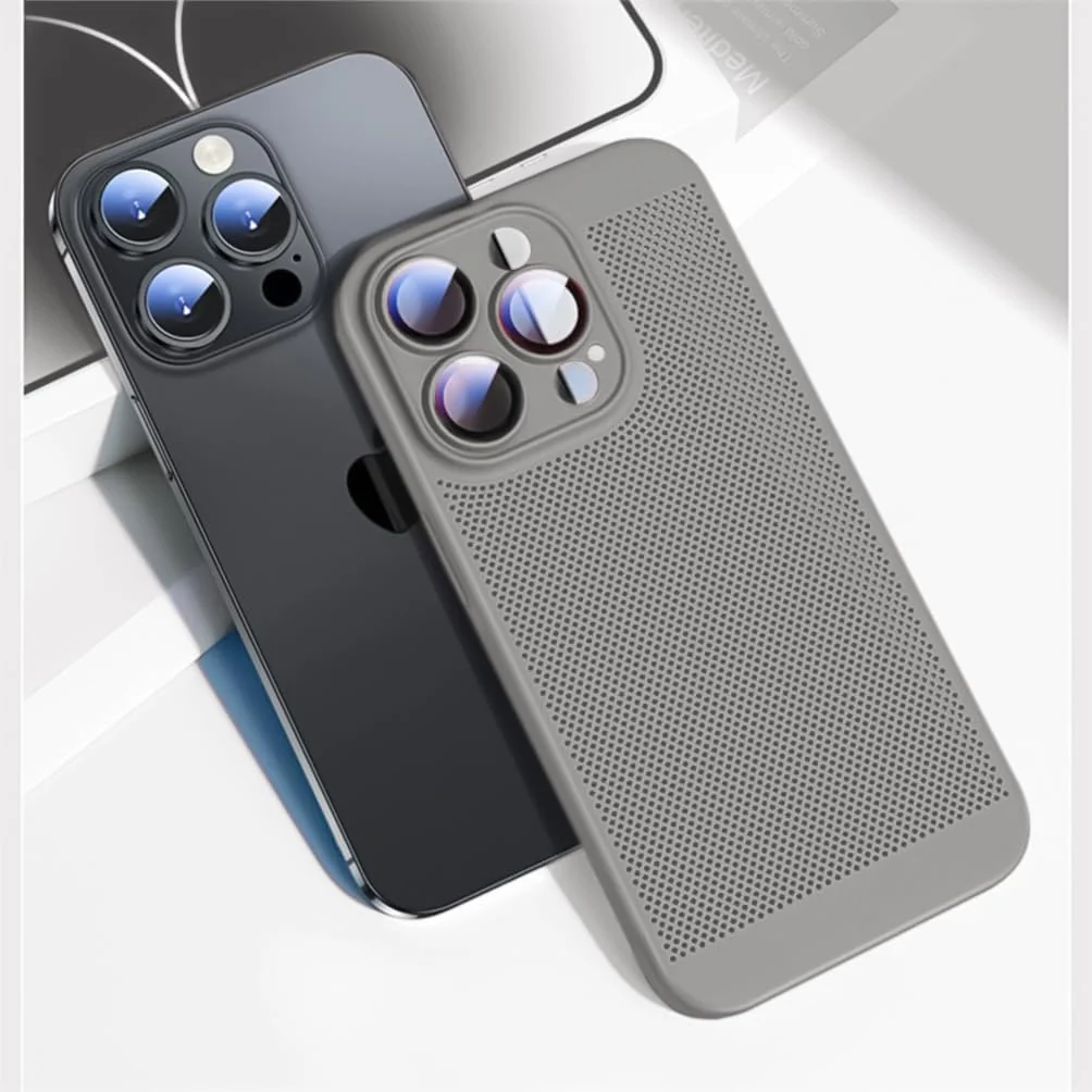 DL3 Mobilak Heat-Dissipation Hard PC Case with Built-In Camera Lens Protector for iPhone 16 6.1-Inch - Titanium Gray