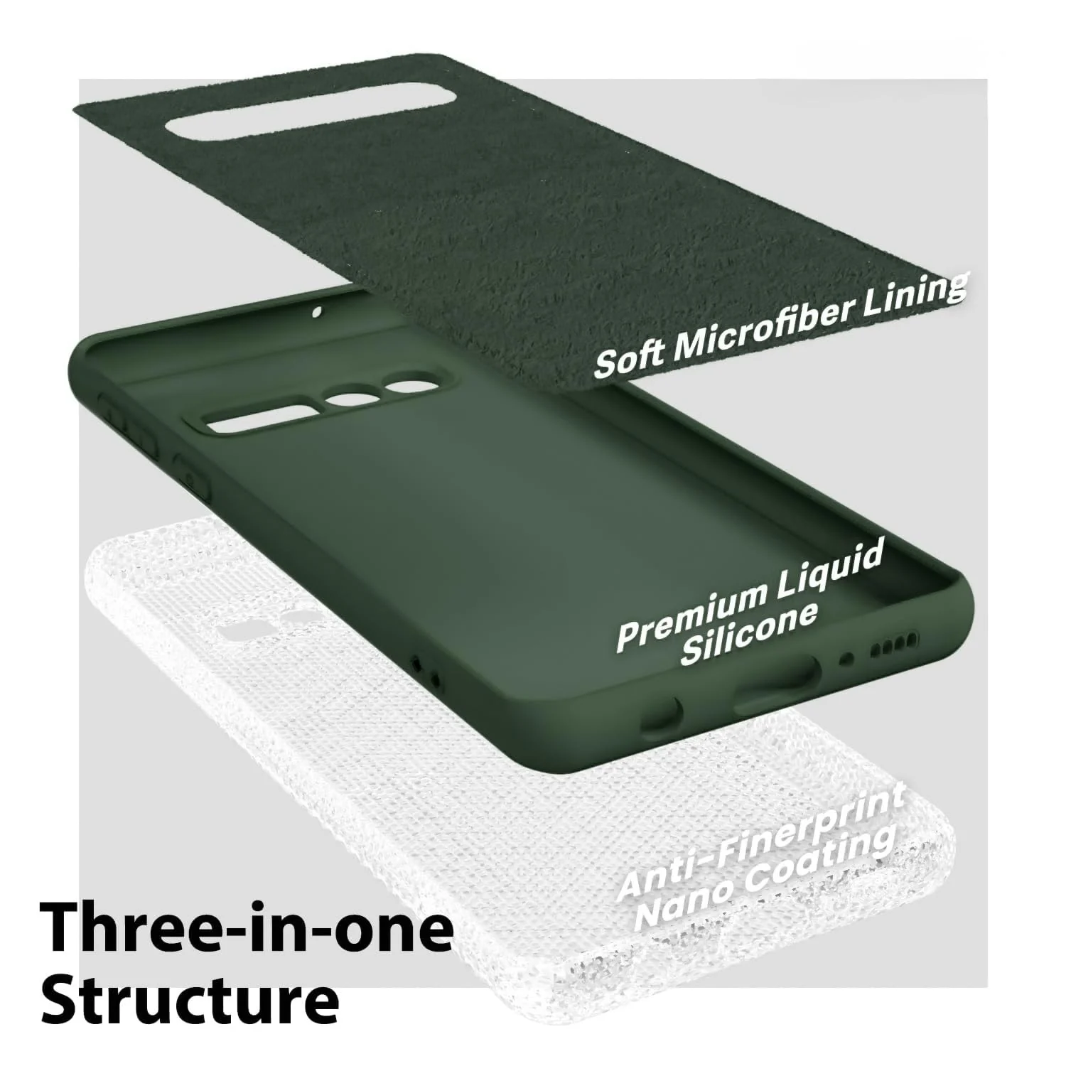 DL3 Mobilak Liquid Silicone Protective Case with Soft Microfiber Lining with Full Camera Protection for Samsung Galaxy S10 - Green