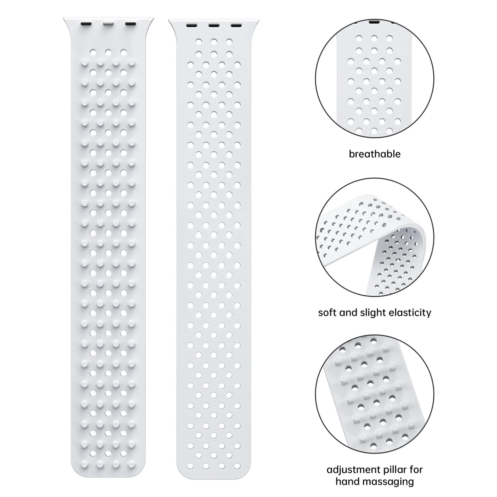 DL3 Mobilak Soft Silicone Band For Apple Watch Ultra Bands 49mm 45mm 44mm 42mm, Sport Replacement Wristband No Clasps for iWatch Series 8 ultra 7 6 5 4 SE 3 2 Women Men, Waterproof Strap - White