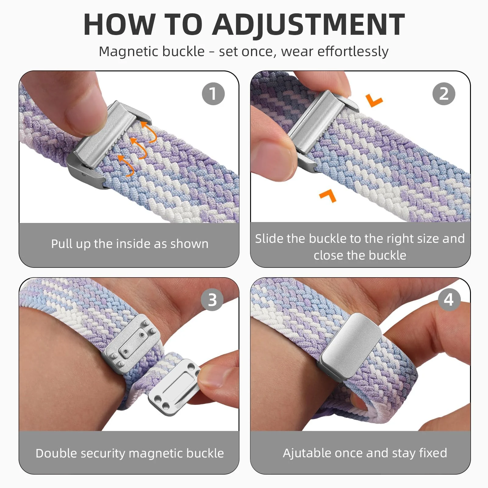 DL3 Mobilak Sport Solo Loop Compatible with Apple Watch Band 42mm 44mm 45mm 46mm 49mm for Women Men, Magnetic Strap Stretchy Braided Wristband for iWatch Series 11 10 9 8 7 6 5 4 3 Ultra 3 2 1 SE SE2 - Violet