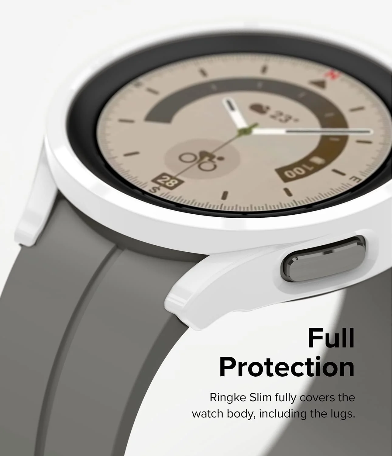 DL3 Mobilak Protective Case Compatible with Samsung Galaxy Watch 5 Pro 45mm 9H Hardness PC Case Bumper Full Slim Protective Cover with Tempered Glass For Samsung Galaxy Watch5 Pro 45mm - White