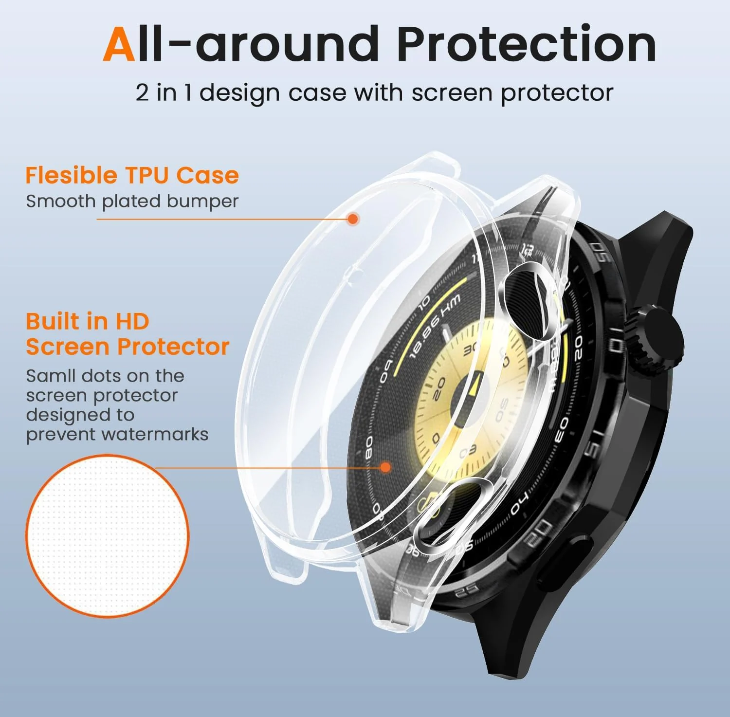 DL3 Mobilak Case for Huawei Watch GT6 46MM, Case with Screen Protector, HD Protection Cover, Soft Silicone Screen Protector Cover for Huawei Watch GT 6 46MM - Clear
