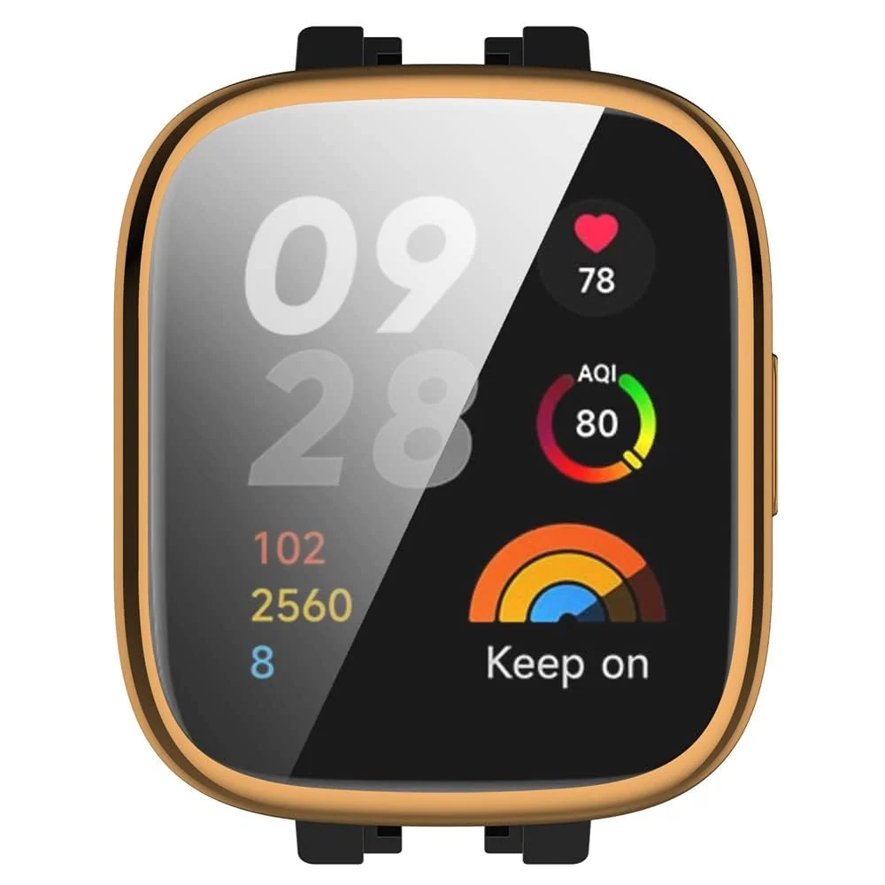 DL3 Mobilak Case Compatible with Xiaomi Redmi Watch 3 (Not Fit Watch 3 Active) Protective Case, Flexible TPU Full Protection Screen Protector Cover Scratch-Resistant Screen Protector Case - Rose Gold