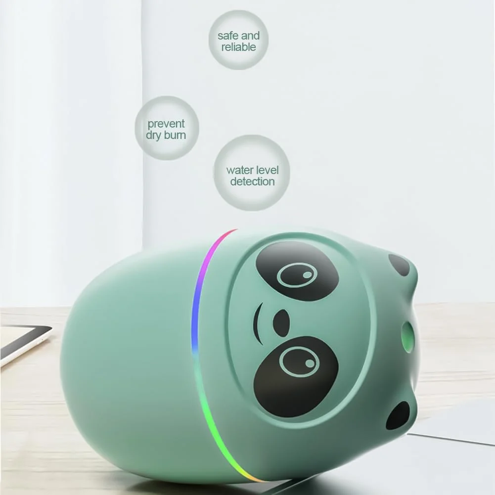 Mobigon Wood Cool Mist Ultrasonic Humidifier for Room Moisture, Aroma Diffuser for Home, 220ml Essential Oil Diffuser with 7 Colorful Night Light, Auto Shut-Off, Home, Office, car - Mint Green