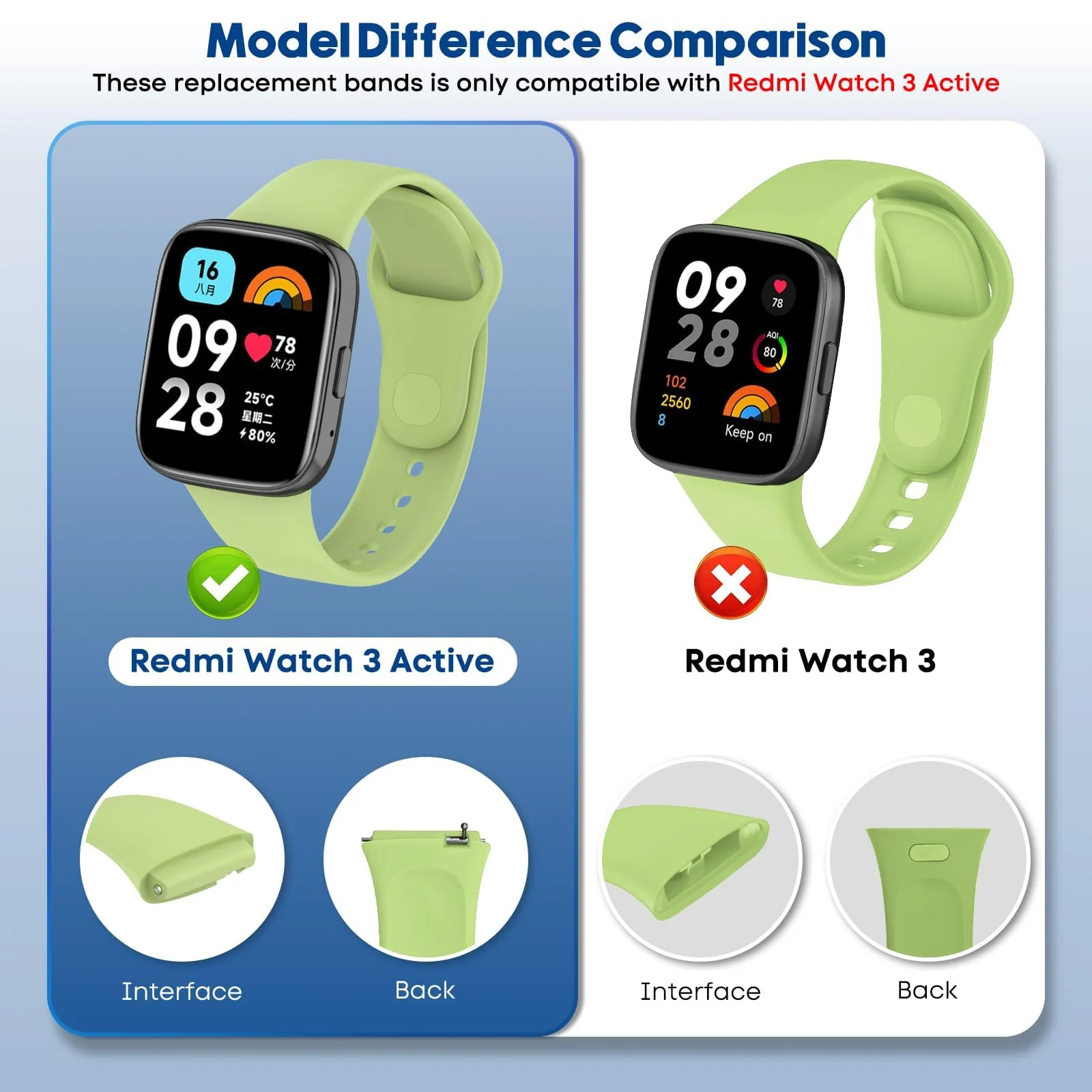 DL3 Mobilak Strap Silicone Compatible With Xiaomi Redmi Watch 3 Active/Redmi Watch 3 Lite, Sport Silicone Watch Band Wrist Strap, Bracelet Wristband Wrist Strap - Lime