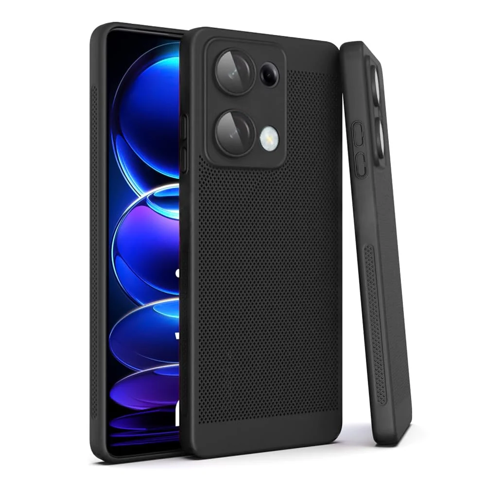 DL3 Mobilak Heat-Dissipation Hard PC Case with Built-In Camera Lens Protector for Xiaomi Redmi Note 13 4G - Black