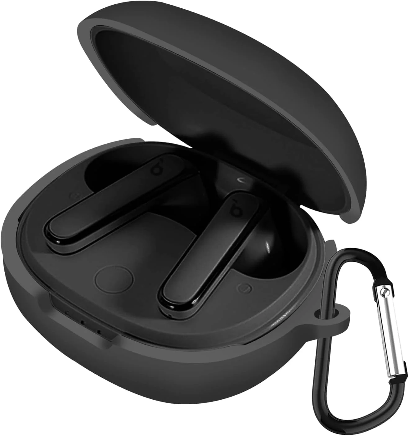 DL3 Mobilak Silicone Case Compatible with Soundcore Life P3 Earbuds, Soft Silicone Protective Case Cover, Shockproof Sleeve with Carabiner - Black