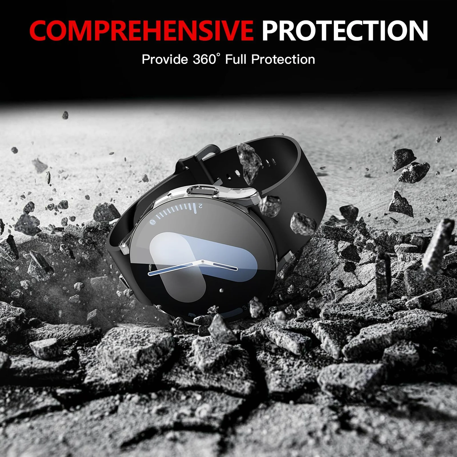 DL3 Mobilak Case with Screen Protector for Samsung Galaxy Watch 7 44mm, Bumper Full Coverage Hard PC Overall Protective Cover, Built-in Tempered Glass Film High Sensitivity - Clear