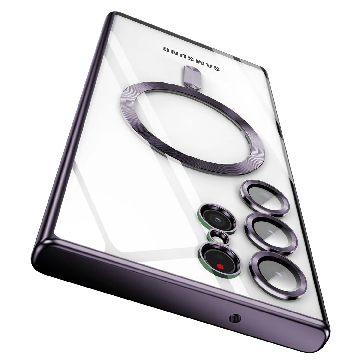 DL3 Mobilak Clear MagSafe-Compatible Magnetic Case for Samsung Galaxy S23 Ultra with Camera Protection - Deep Purple
