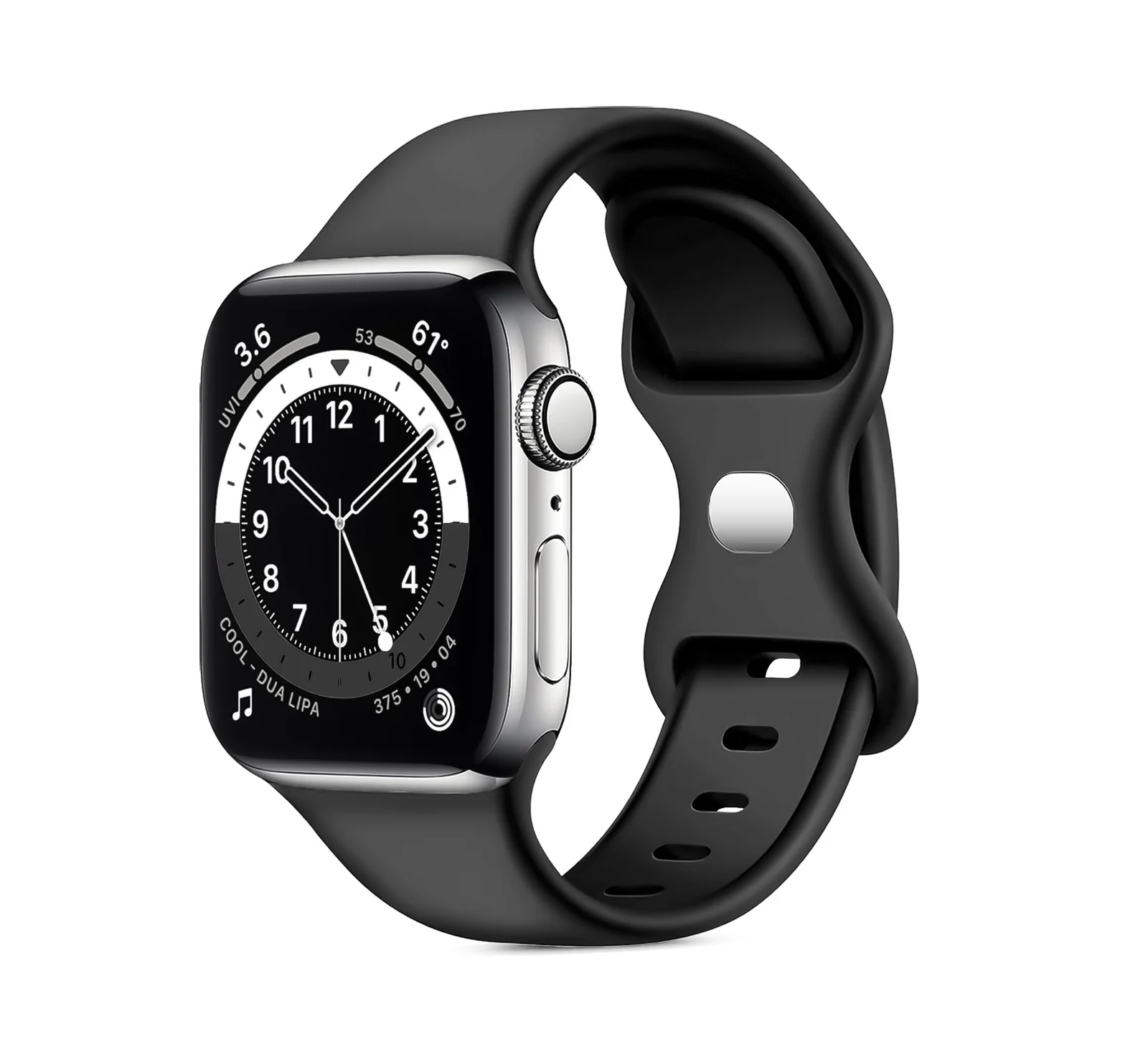 DL3 Mobilak Band with Case Compatible with Apple Watch 45mm, Adjustable Silicone Sport Wristband Replacement, Strap With Cover Built-in Glass Screen Protector for iWatch Series 9 8 7 - Black