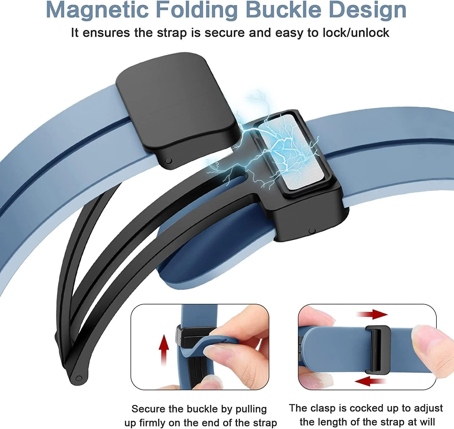 DL3 Mobilak Silicone Band Magnetic Clasp 22MM Strap For Samsung galaxy watch3 45mm /galaxy 46mm/Gear S3/Huawei watch GT3 46MM/GT2E/GT2 Pro/GT GT2 46MM/Magic Watch2 46mm/Amazfit GTR 3/4 (A. Star) - A.Star Blue