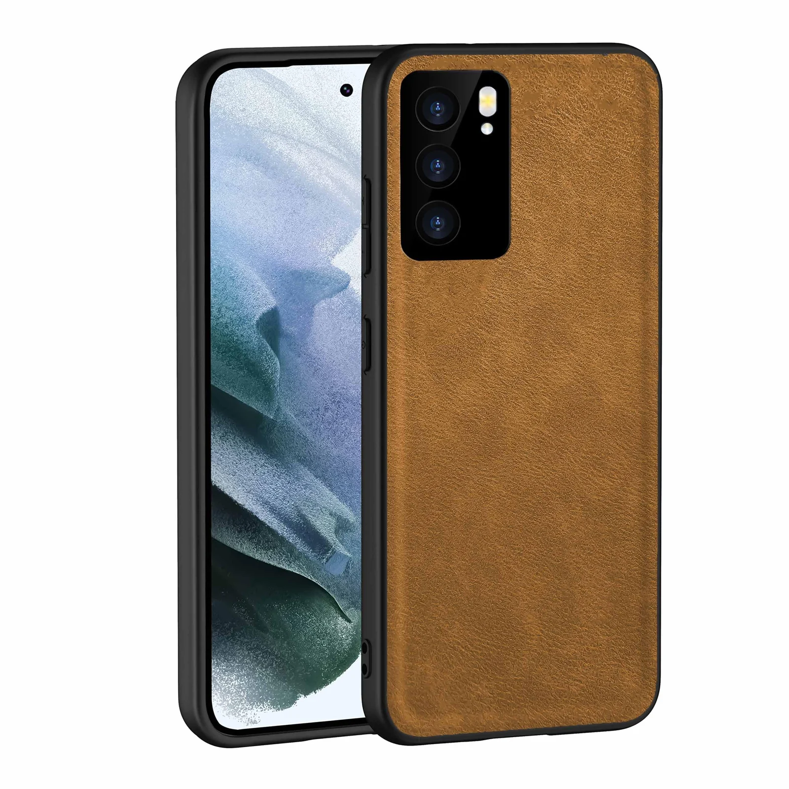 Dl3 Mobilak Case for Oppo Reno 6 5G Leather Case,Anti-Drop, Anti-Shock, Non-Slip Texture,Simple Cell Phong Cover (Black)