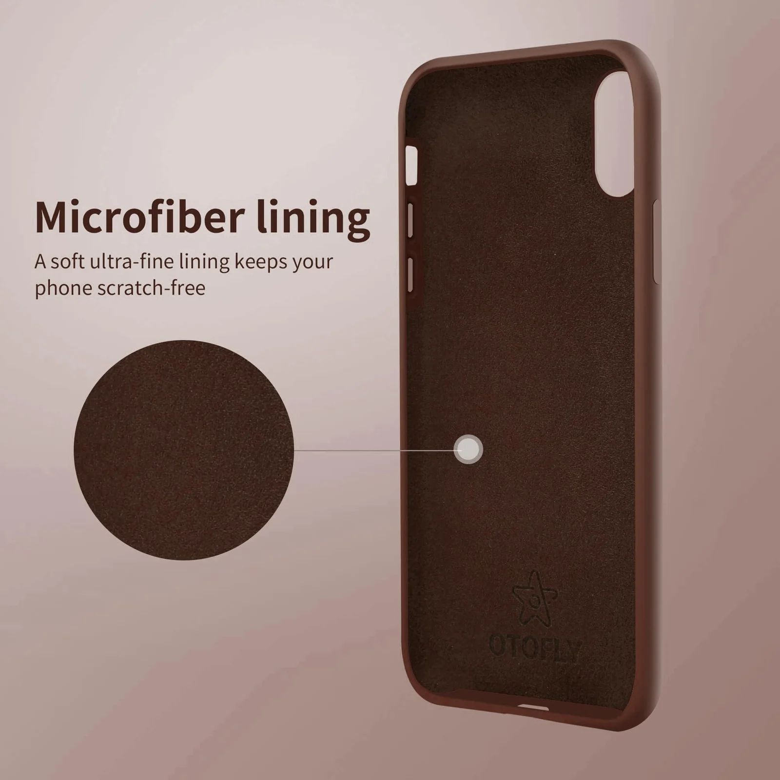 DL3 Mobilak Liquid Silicone Protective Case with Soft Microfiber Lining for iPhone XR - Brown