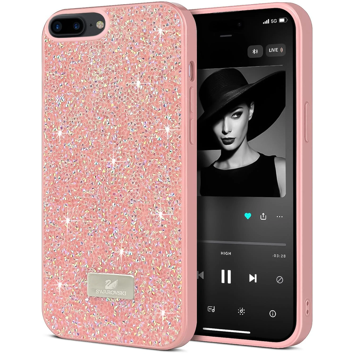 DL3 Mobilak Glitter Protective Case for iPhone 7 Plus / iPhone 8 Plus, Supports wireless charging, Shock-absorbing protection, Scratch-resistant surface