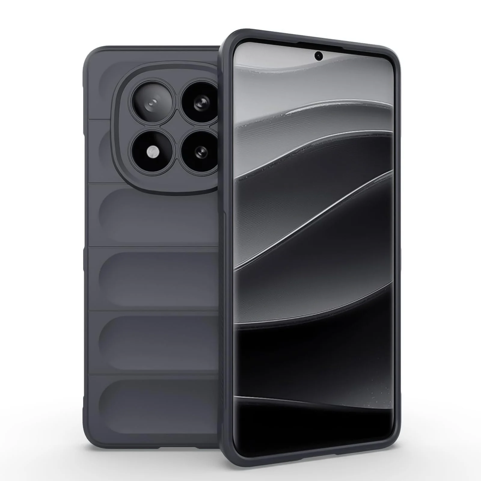 DL3 Mobilak Flexible Silicone and TPU Protective Case with Camera Protection for Xiaomi Redmi Note 14 Pro Plus 5G - Dark Gray
