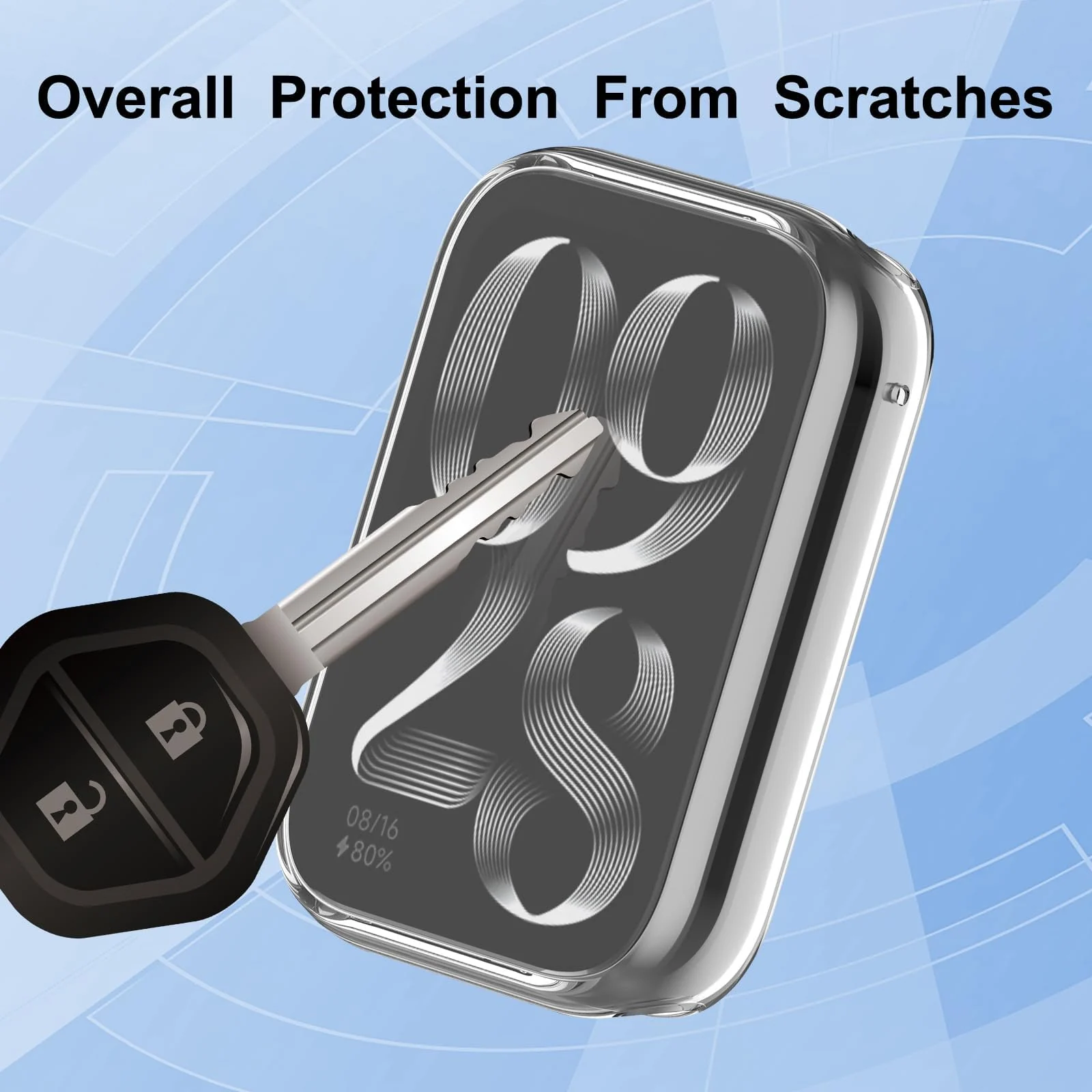 DL3 Mobilak Protective Case compatible with Xiaomi Smart Band 8 Pro/Mi Band 8 Pro, All-around Flexible TPU Case with Built-in Screen Protector, Soft Frame & Shockproof Cover - Clear