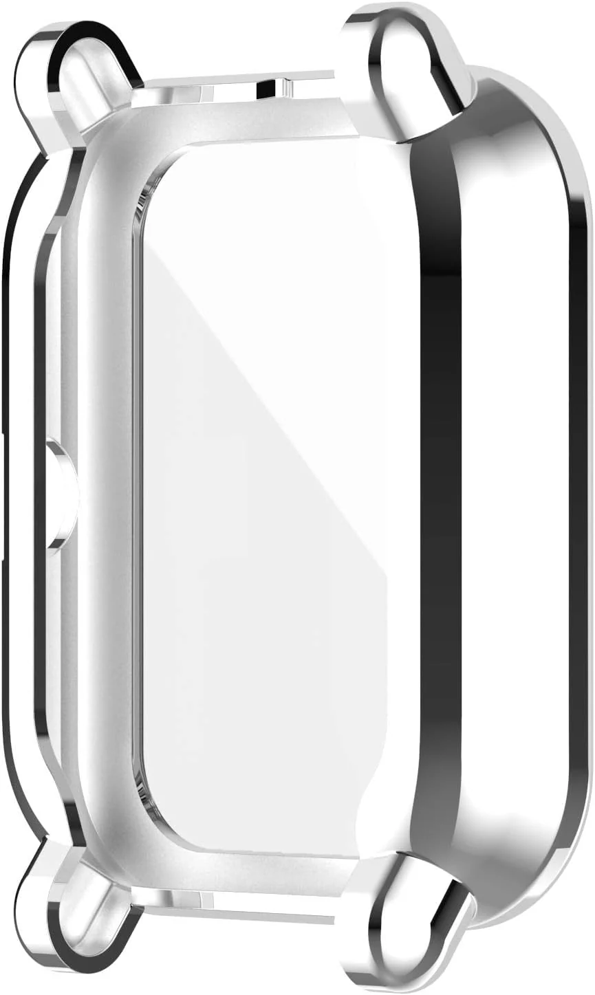 DL3 Mobilak Case Compatible with Amazfit GTS 2 Mini/Bip U Pro/Bip S/Bip Lite Case All-Around Screen Protector Watch Soft TPU Shockproof Cover Slim Guard Thin Bumper Shell Protector - Silver