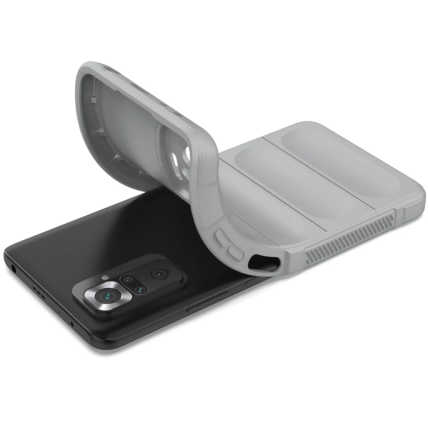 DL3 Mobilak Flexible Silicone and TPU Protective Case with Camera Protection for Xiaomi Redmi Note 10 Pro / Note 10 Pro Max - Gray