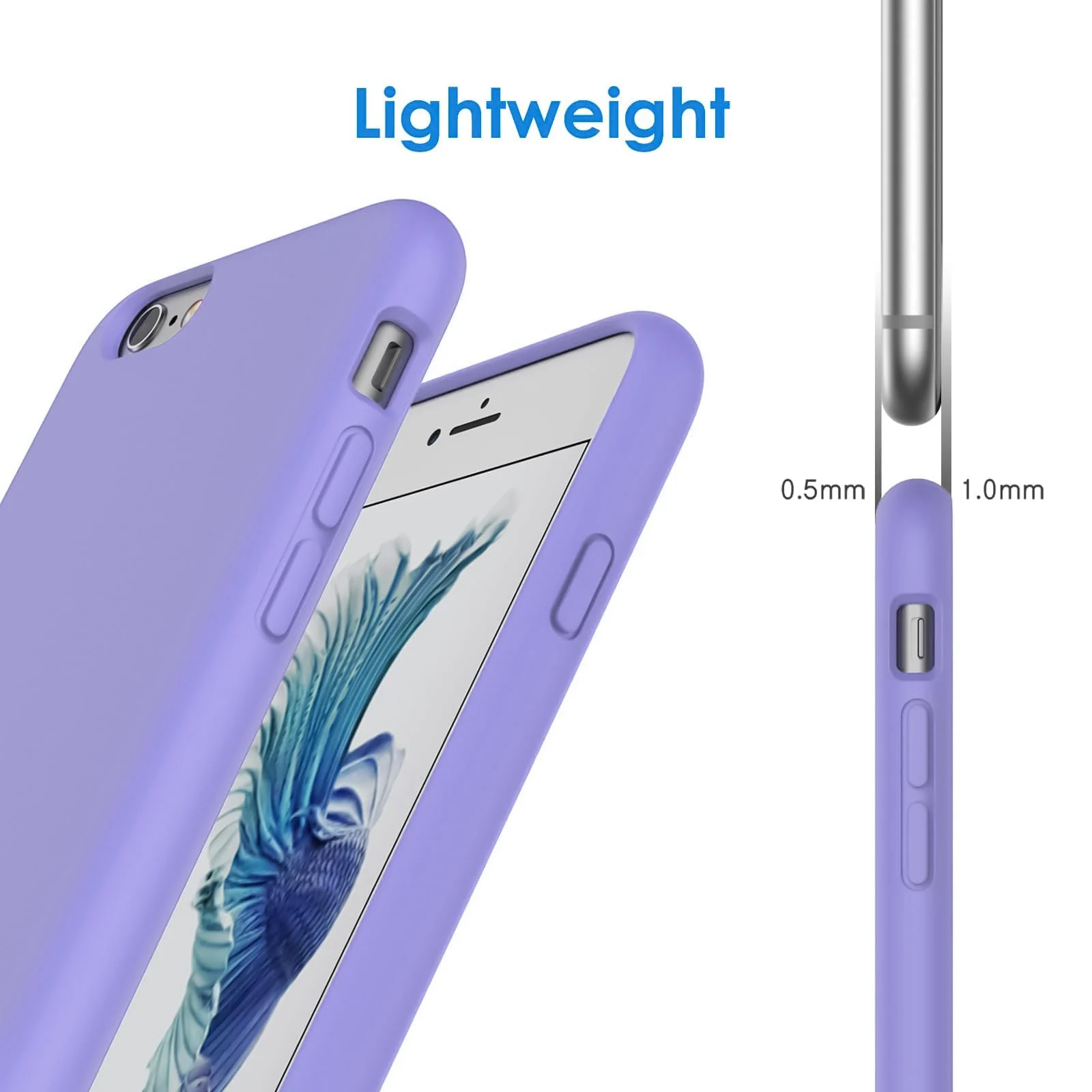 DL3 Mobilak Liquid Silicone Case for iPhone 6 / 6S, Shock-absorbing protection, Slim, lightweight profile - Light Purple