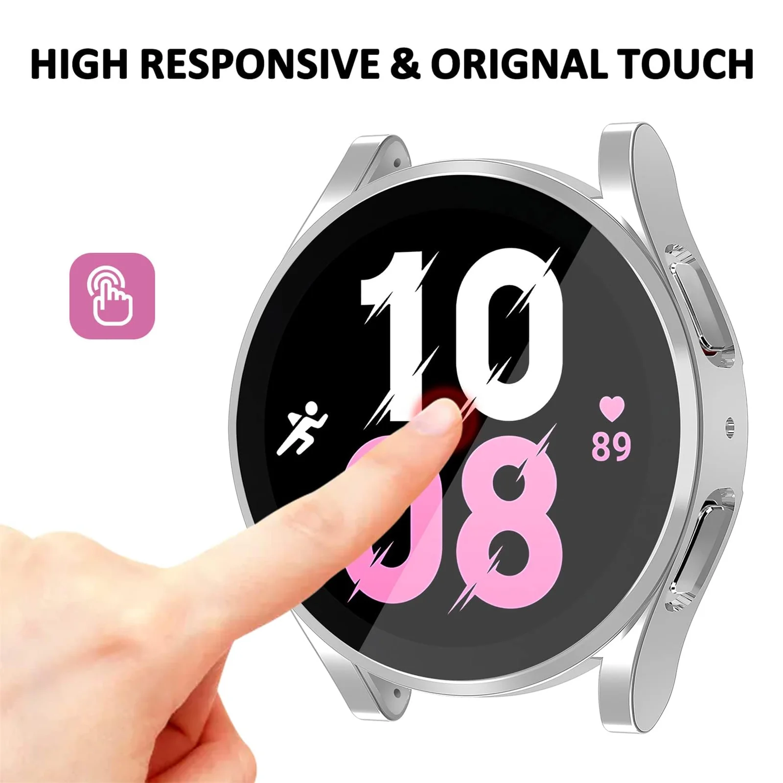 DL3 Mobilak Case Compatible with Samsung Galaxy Watch 5 Pro 45mm Case All-Around Watch Soft TPU [Frame Only] Shockproof Cover Slim Guard Thin Bumper Shell Protector - Silver