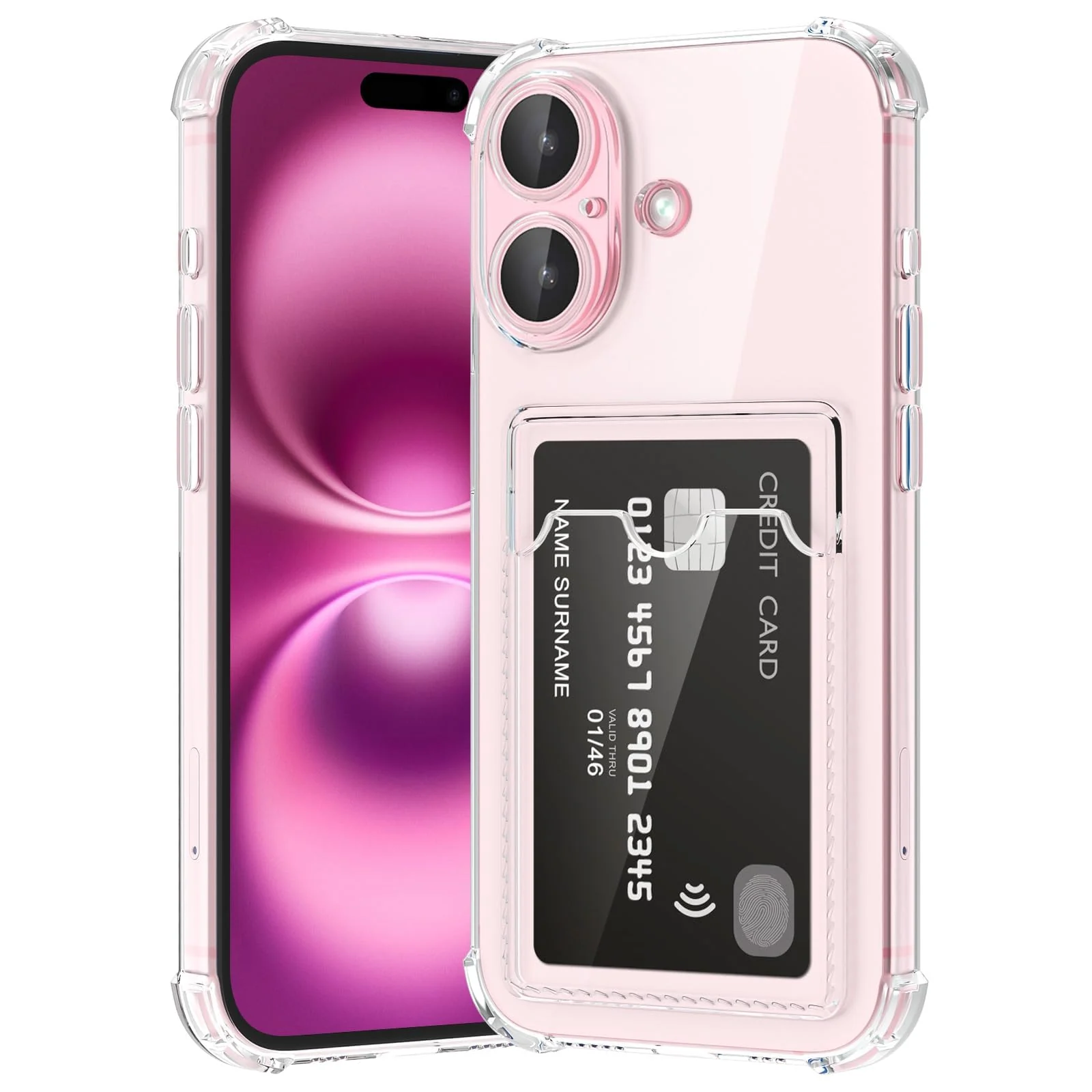 DL3 Mobilak Clear TPU Wallet Case with Card Slot and Camera Protection for iPhone 16 6.1-Inch - Transparent