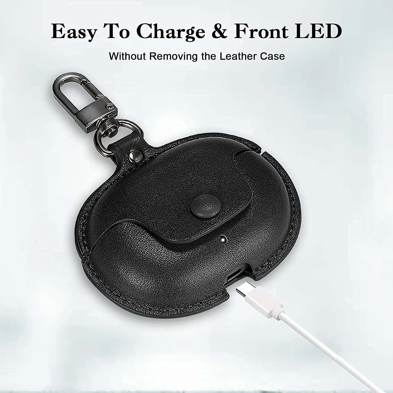 DL3 Mobilak Compatible with Oraimo FreePods 3C Case, Leather Protective Case with Keychain, Anti-drop Shock-absorbing Full Protective Cover, Cute Cool Earphone Cover for Oraimo Freebuds 3C - Black