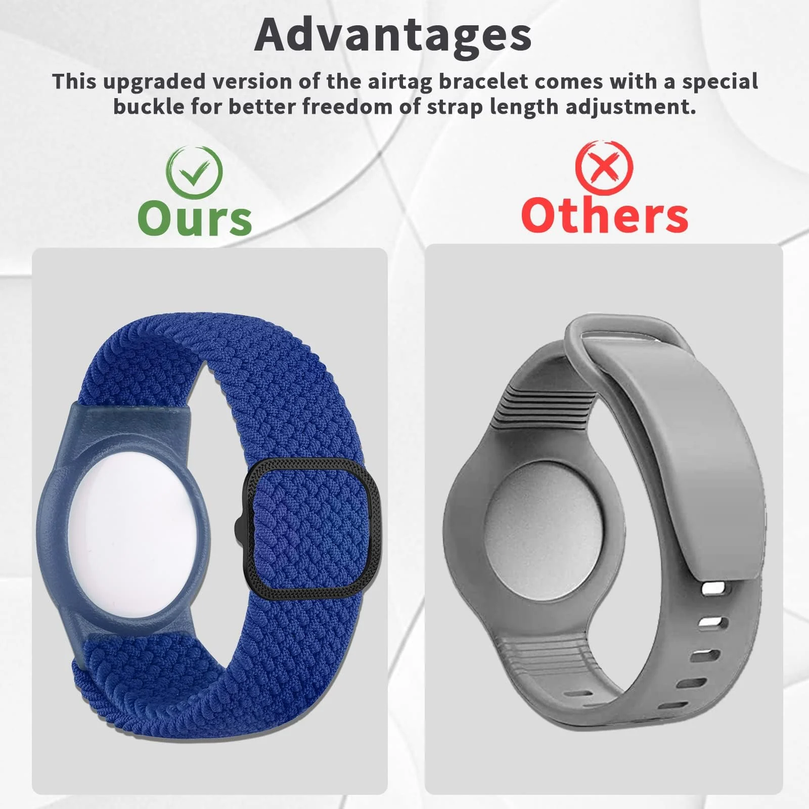 DL3 Mobilak Bracelet for Kids Compatible with AirTag, Nylon Stretch Braided Air Tag Wristband, Protective Case for Airtag GPS Tracker Holder, Adjustable Elastic Watch Strap for Toddler Child Elde - Blue