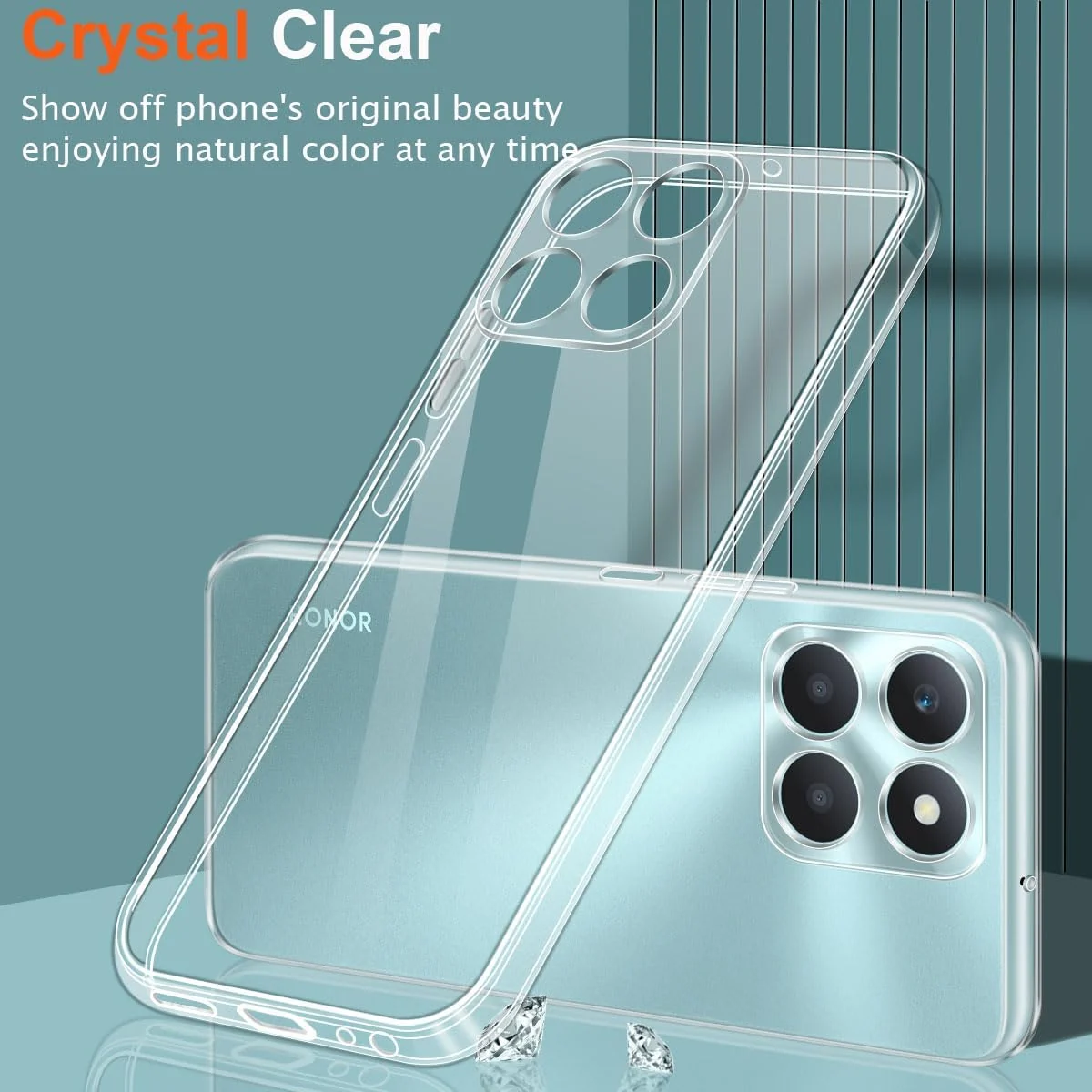 DL3 Mobilak Case Compatible with Honor X6A Case Crystal Soft TPU Gel Case Flexible Silicone Anti-Scratch Camera Protection TPU Cover - Clear