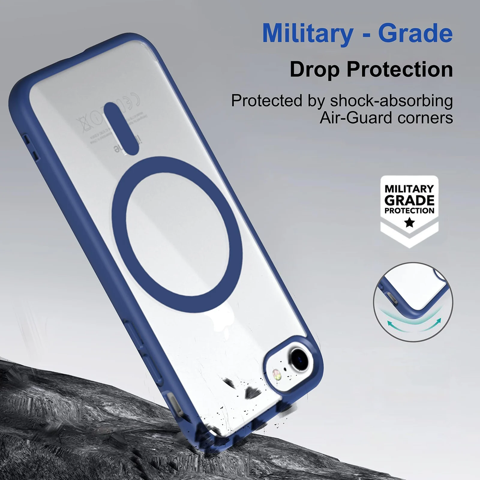 DL3 Mobilak Clear TPU Case for iPhone 7 Plus / 8 Plus, Compatible with MagSafe accessories, Camera protection, Shock-absorbing protection - Blue