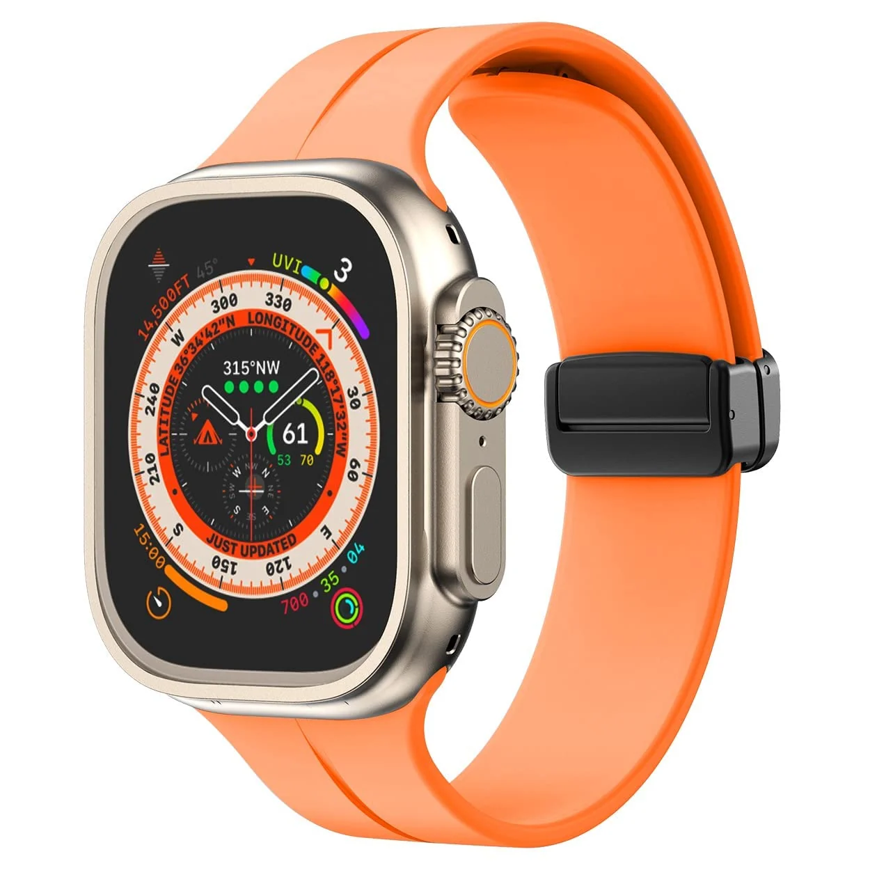 DL3 Mobilak Magnetic Bands for Apple Watch Ultra/Ultra 2 Band 49mm 45mm 44mm 42mm 41mm 40mm 38mm, Soft Sport Silicone Strap for iwatch Series 9/8/7/6/5/4 (Orange, 38mm/40mm/41mm), unisex-adult - Black