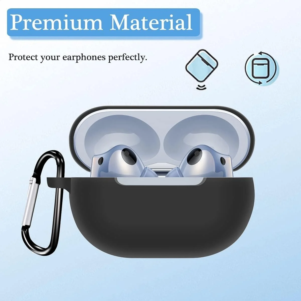 DL3 Mobilak Silicone Cover Case Compatible with Huawei Freebuds Pro 2 2022 Portable Protective Case Cover With Hook For Huawei Freebuds Pro 2 - Black