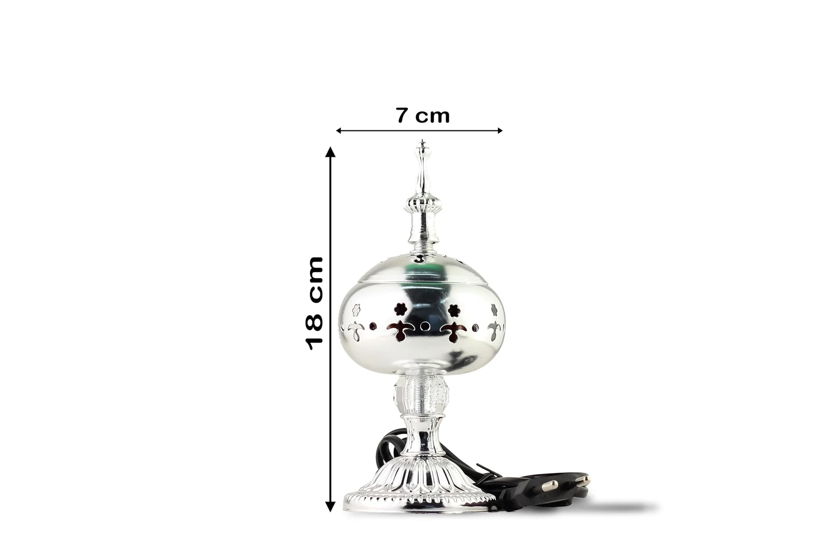 Mobigon Arabian Electric Incense Burners metal Vintage Arabic Burner, Middle Eastern Incense Holder- Electric Incense Burner Bakhoor Suitable For Arabian Oud, Home, Hotel Decor - K. Silver